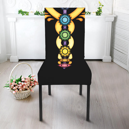 The Seven Chakras Caduceus Print Dining Chair Slipcover