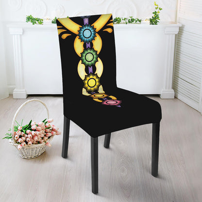 The Seven Chakras Caduceus Print Dining Chair Slipcover