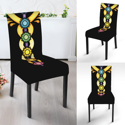 The Seven Chakras Caduceus Print Dining Chair Slipcover