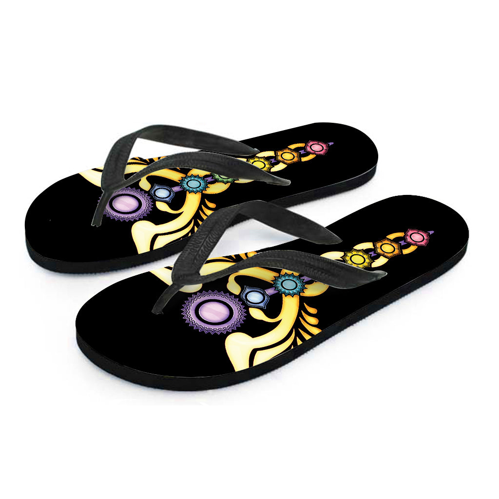 The Seven Chakras Caduceus Print Flip Flops