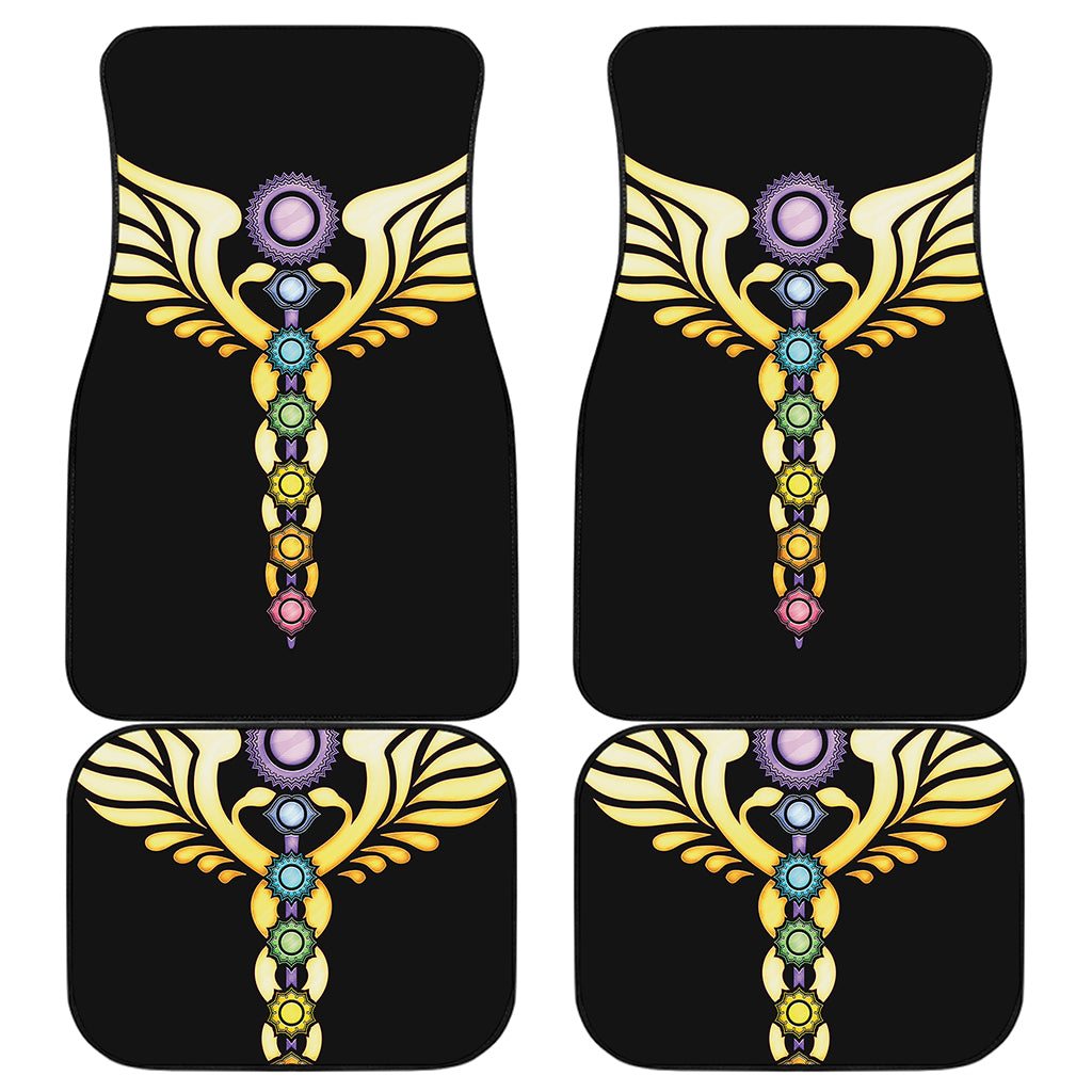 The Seven Chakras Caduceus Print Front and Back Car Floor Mats