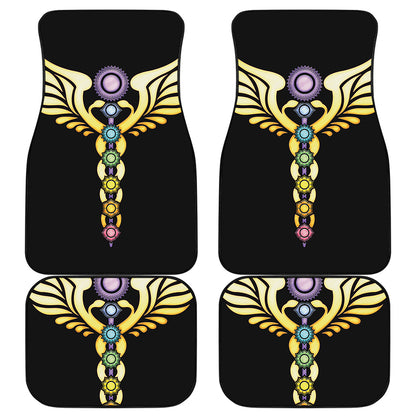 The Seven Chakras Caduceus Print Front and Back Car Floor Mats