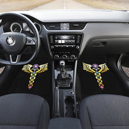 The Seven Chakras Caduceus Print Front and Back Car Floor Mats