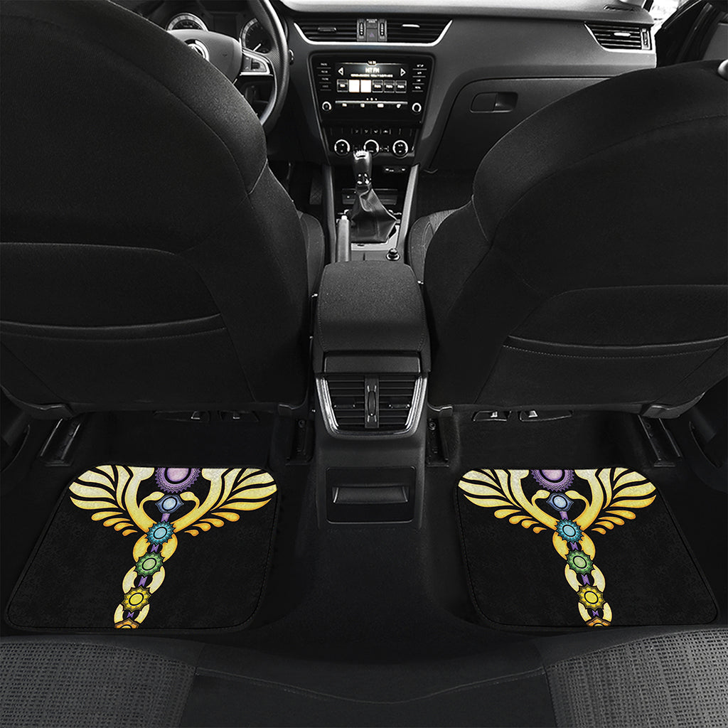 The Seven Chakras Caduceus Print Front and Back Car Floor Mats