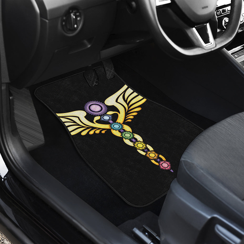 The Seven Chakras Caduceus Print Front and Back Car Floor Mats