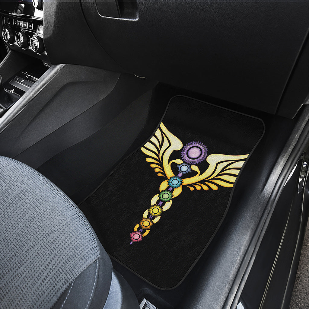 The Seven Chakras Caduceus Print Front and Back Car Floor Mats