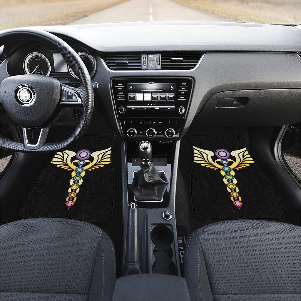 The Seven Chakras Caduceus Print Front Car Floor Mats