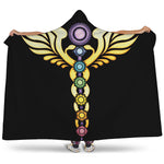 The Seven Chakras Caduceus Print Hooded Blanket