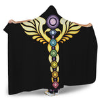 The Seven Chakras Caduceus Print Hooded Blanket