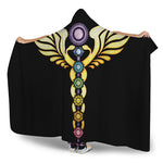 The Seven Chakras Caduceus Print Hooded Blanket