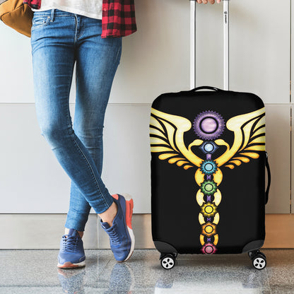 The Seven Chakras Caduceus Print Luggage Cover