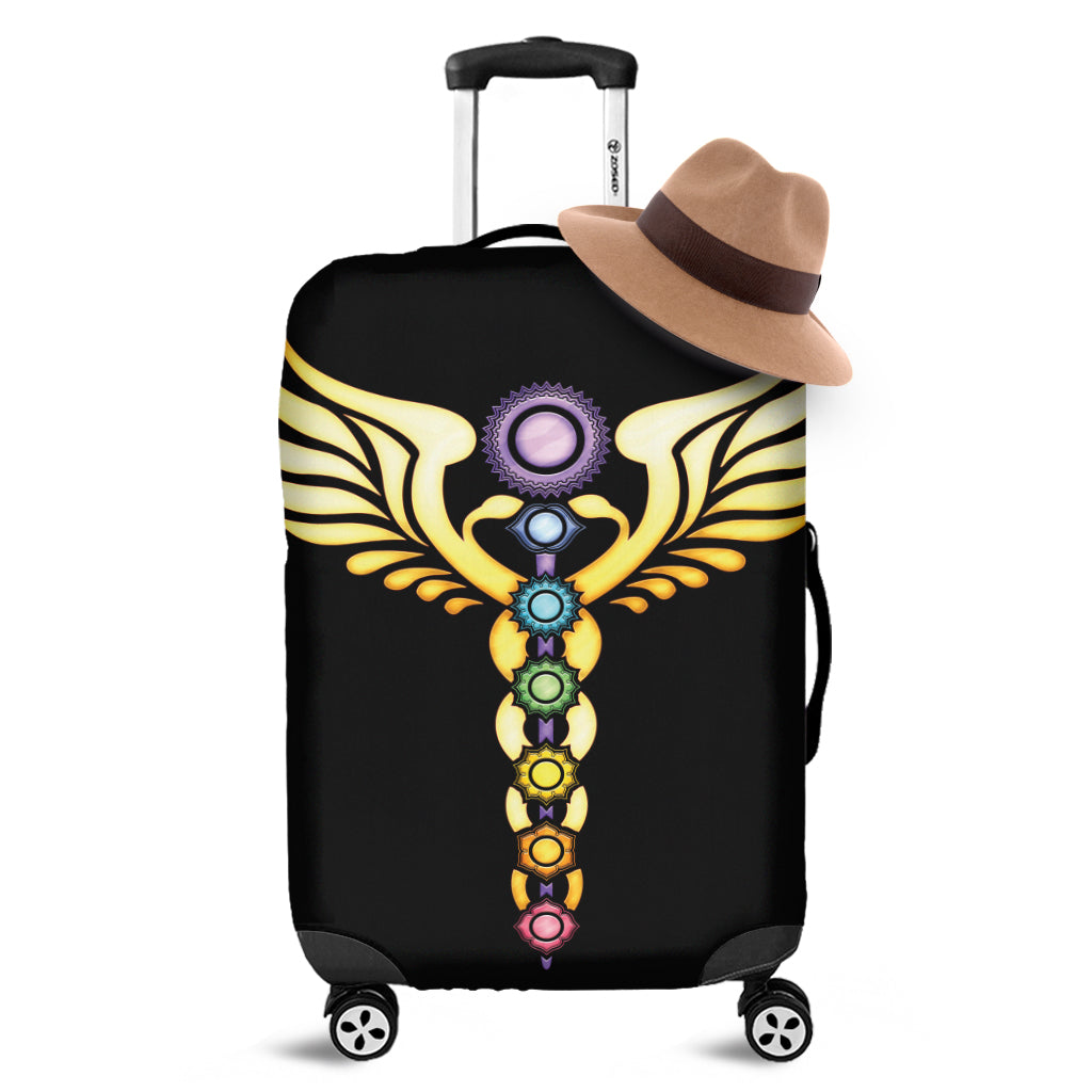 The Seven Chakras Caduceus Print Luggage Cover