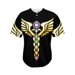 The Seven Chakras Caduceus Print Men's Baseball Jersey