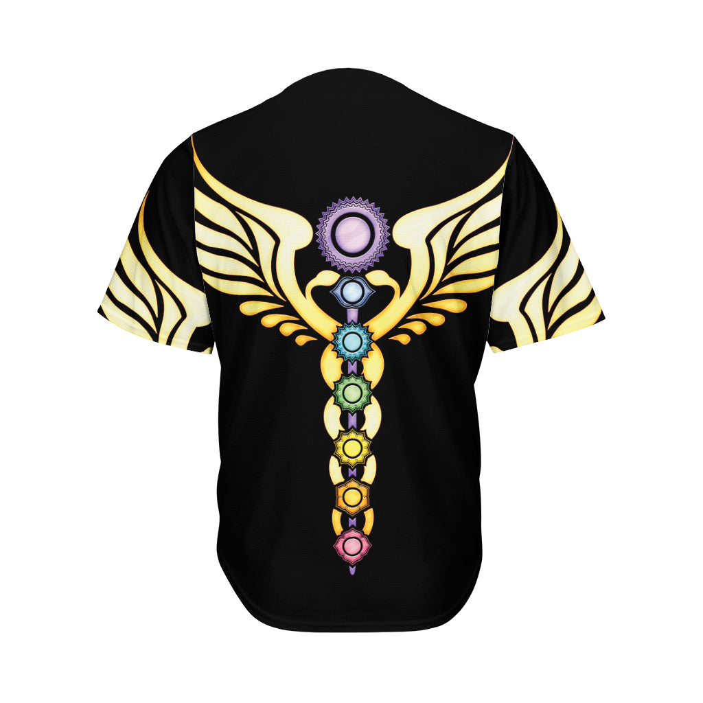 The Seven Chakras Caduceus Print Men's Baseball Jersey