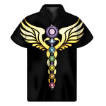The Seven Chakras Caduceus Print Men's Short Sleeve Shirt
