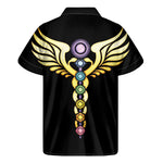The Seven Chakras Caduceus Print Men's Short Sleeve Shirt