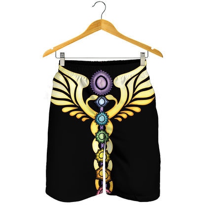 The Seven Chakras Caduceus Print Men's Shorts