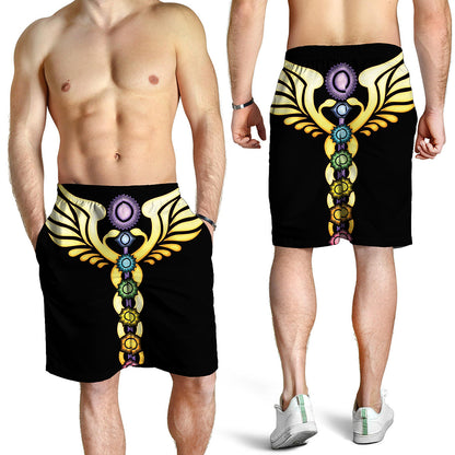 The Seven Chakras Caduceus Print Men's Shorts