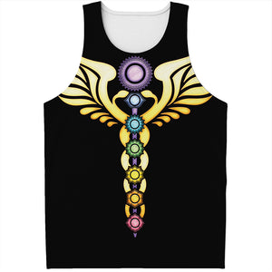 The Seven Chakras Caduceus Print Men's Tank Top