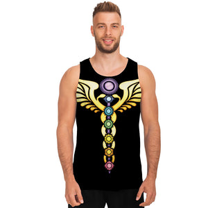 The Seven Chakras Caduceus Print Men's Tank Top