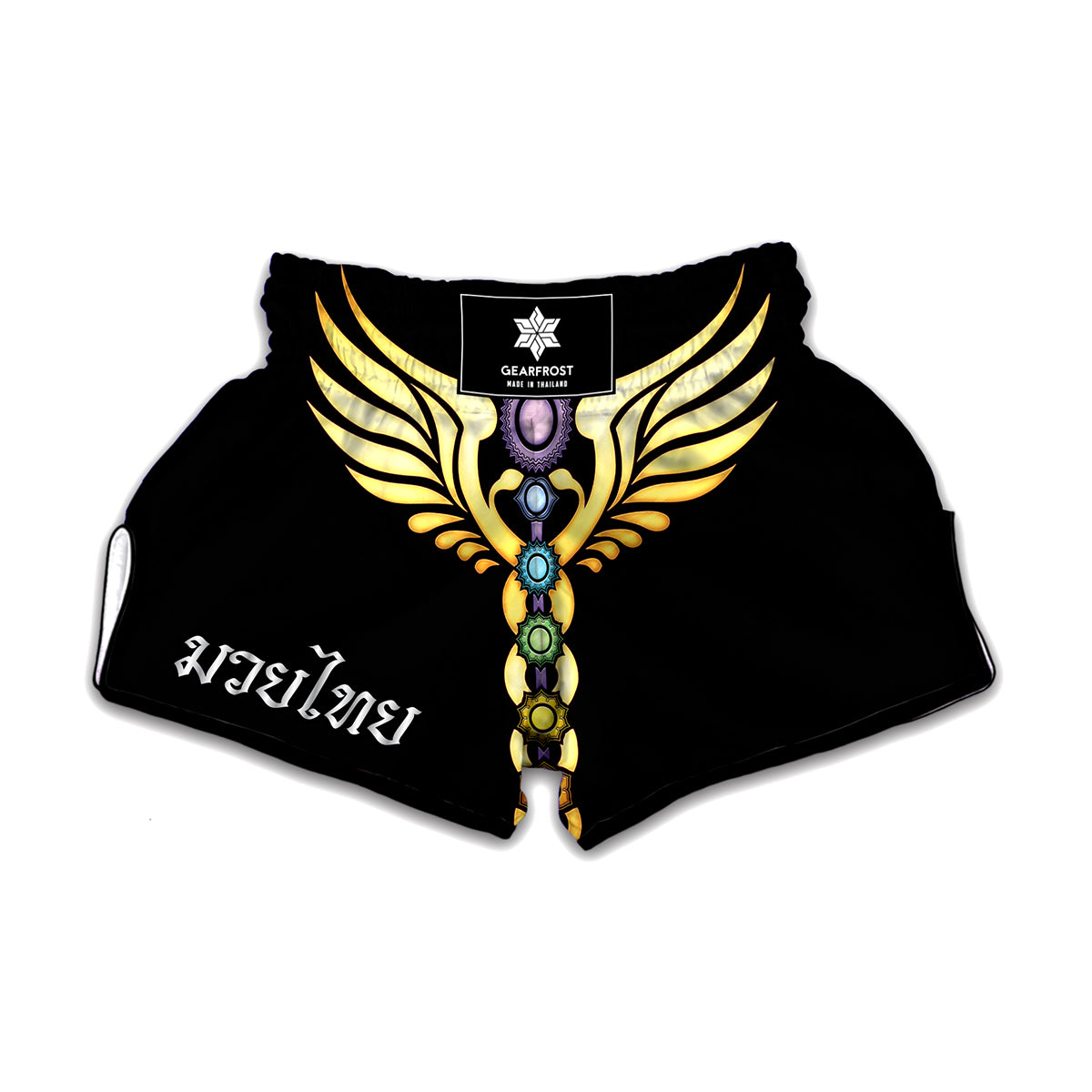 The Seven Chakras Caduceus Print Muay Thai Boxing Shorts