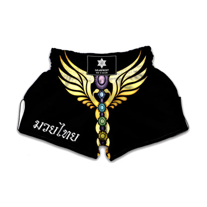 The Seven Chakras Caduceus Print Muay Thai Boxing Shorts