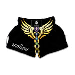 The Seven Chakras Caduceus Print Muay Thai Boxing Shorts