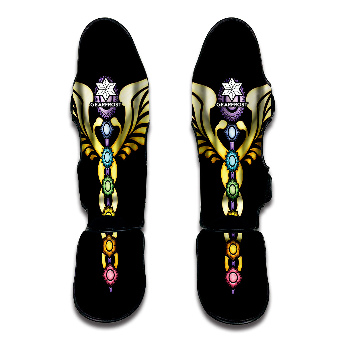 The Seven Chakras Caduceus Print Muay Thai Shin Guard