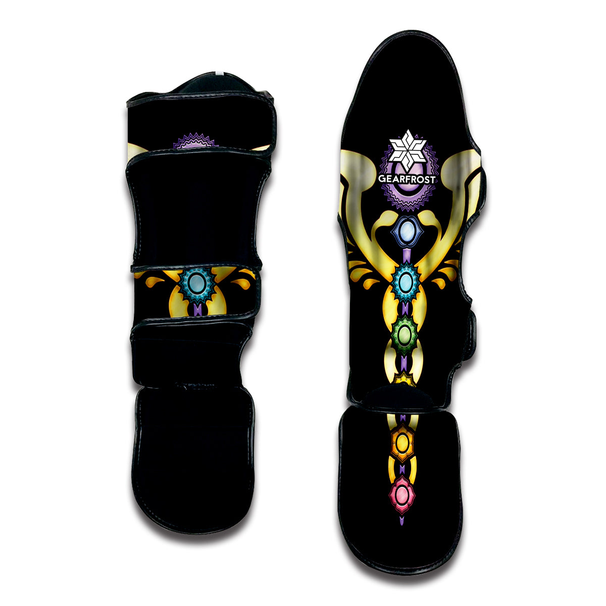 The Seven Chakras Caduceus Print Muay Thai Shin Guard