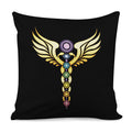 The Seven Chakras Caduceus Print Pillow Cover