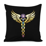 The Seven Chakras Caduceus Print Pillow Cover