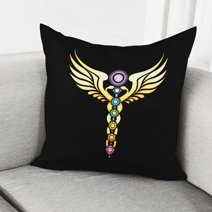 The Seven Chakras Caduceus Print Pillow Cover