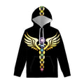 The Seven Chakras Caduceus Print Pullover Hoodie