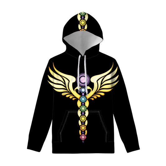 The Seven Chakras Caduceus Print Pullover Hoodie