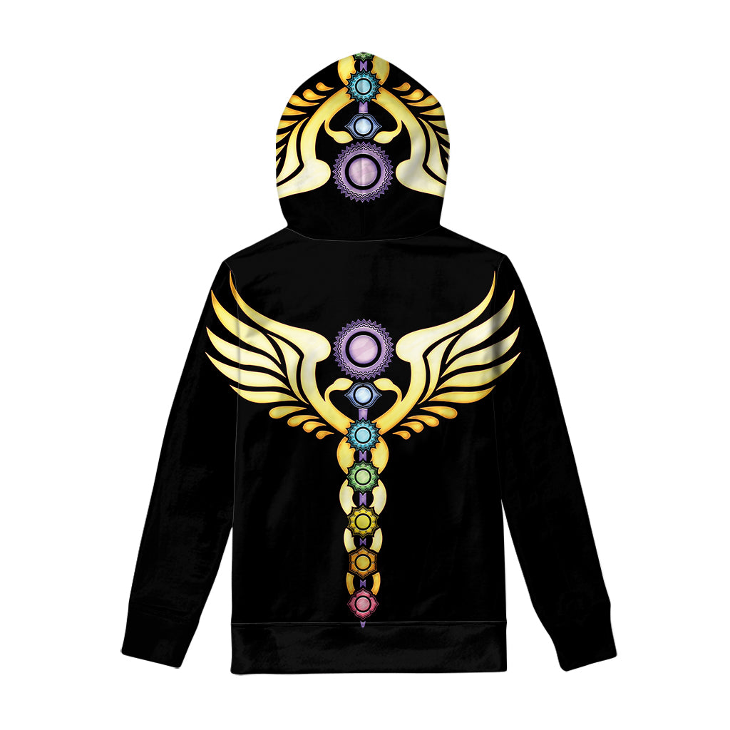 The Seven Chakras Caduceus Print Pullover Hoodie