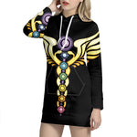 The Seven Chakras Caduceus Print Pullover Hoodie Dress