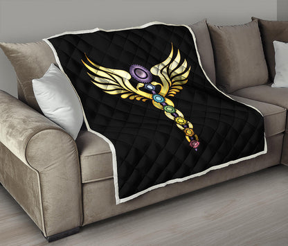 The Seven Chakras Caduceus Print Quilt