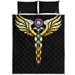 The Seven Chakras Caduceus Print Quilt Bed Set