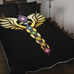 The Seven Chakras Caduceus Print Quilt Bed Set