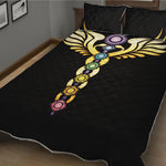 The Seven Chakras Caduceus Print Quilt Bed Set