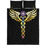 The Seven Chakras Caduceus Print Quilt Bed Set