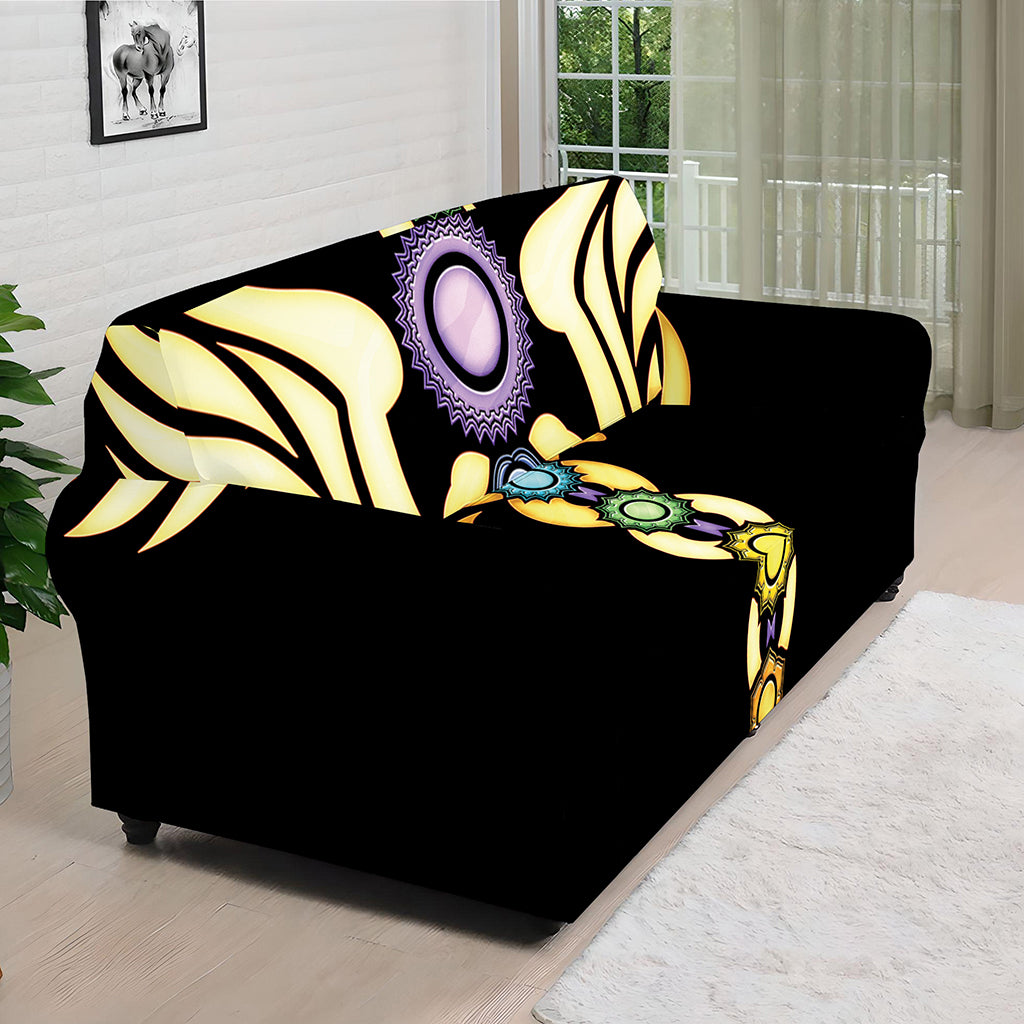 The Seven Chakras Caduceus Print Sofa Cover