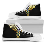 The Seven Chakras Caduceus Print White High Top Shoes