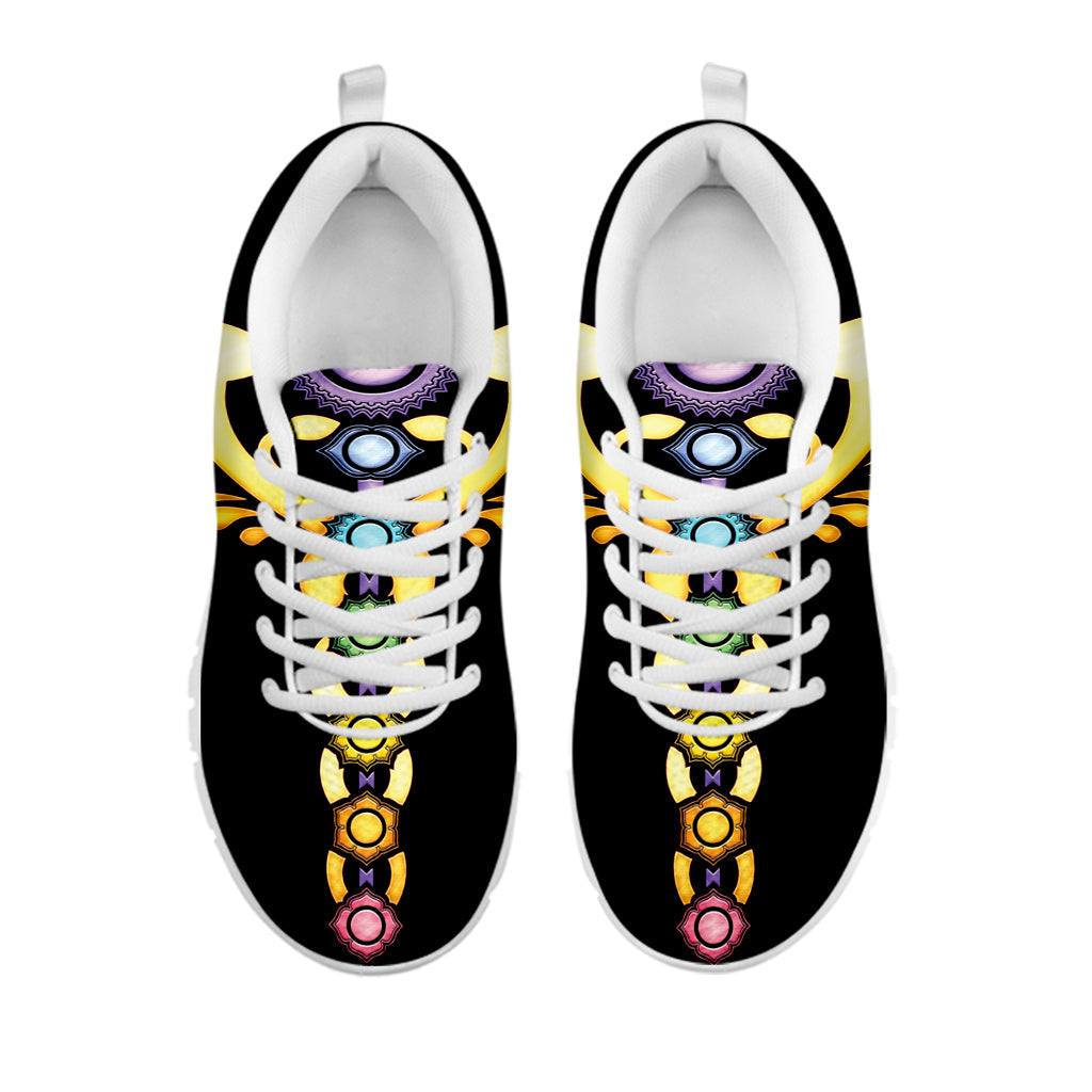 The Seven Chakras Caduceus Print White Sneakers