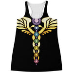 The Seven Chakras Caduceus Print Women's Racerback Tank Top