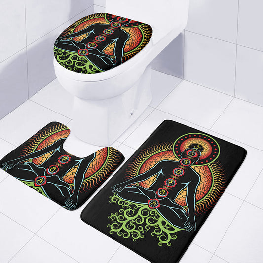 The Seven Chakras Print 3 Piece Bath Mat Set