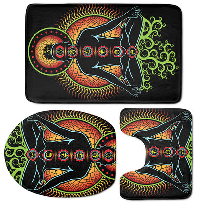 The Seven Chakras Print 3 Piece Bath Mat Set