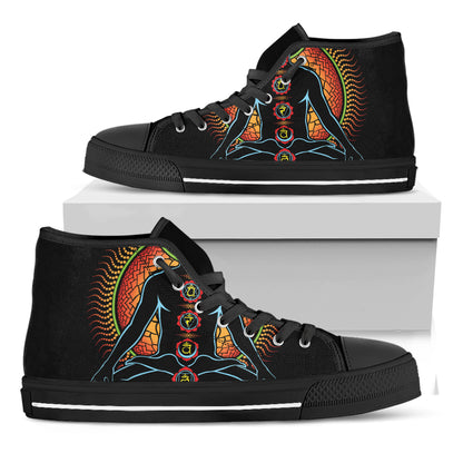 The Seven Chakras Print Black High Top Shoes