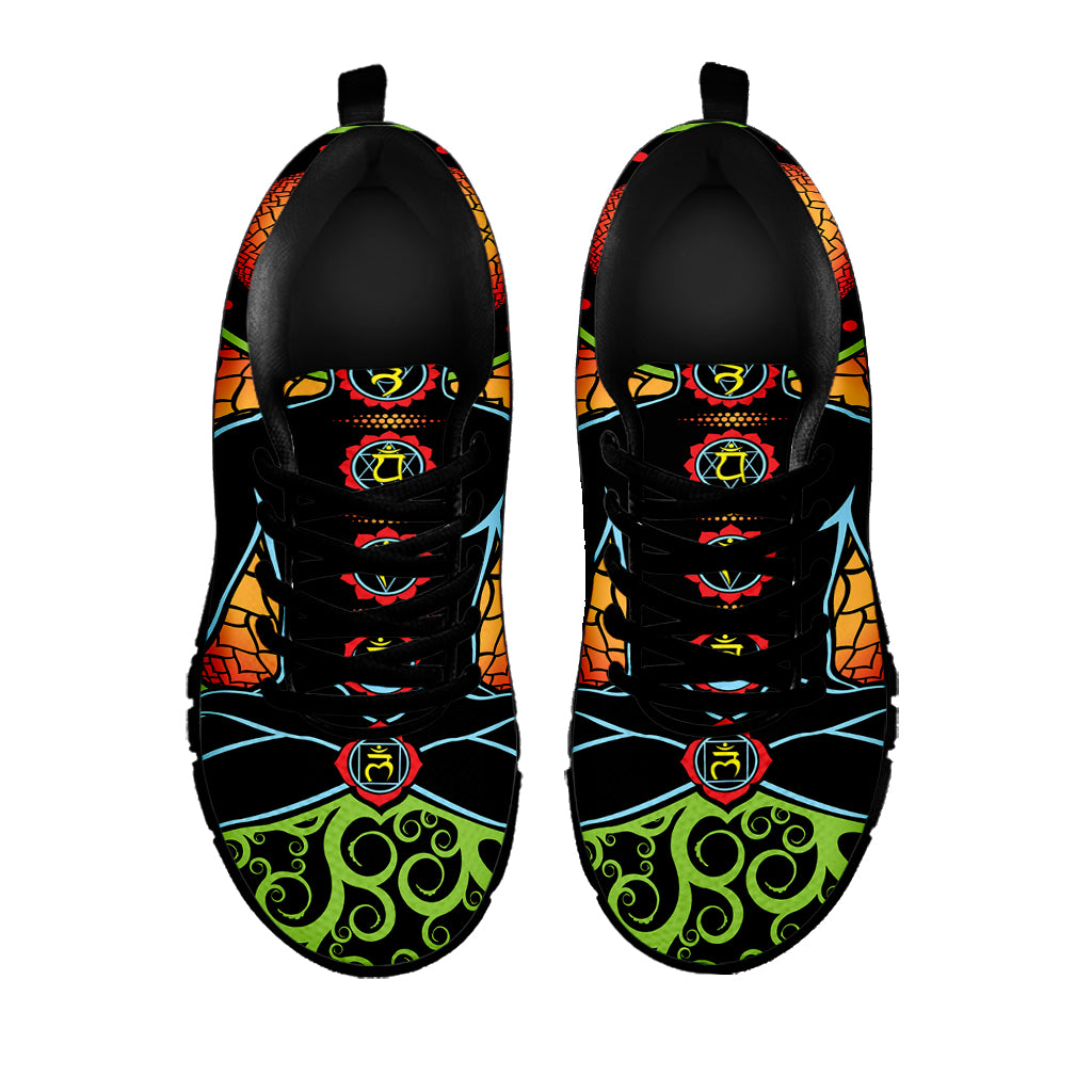 The Seven Chakras Print Black Sneakers