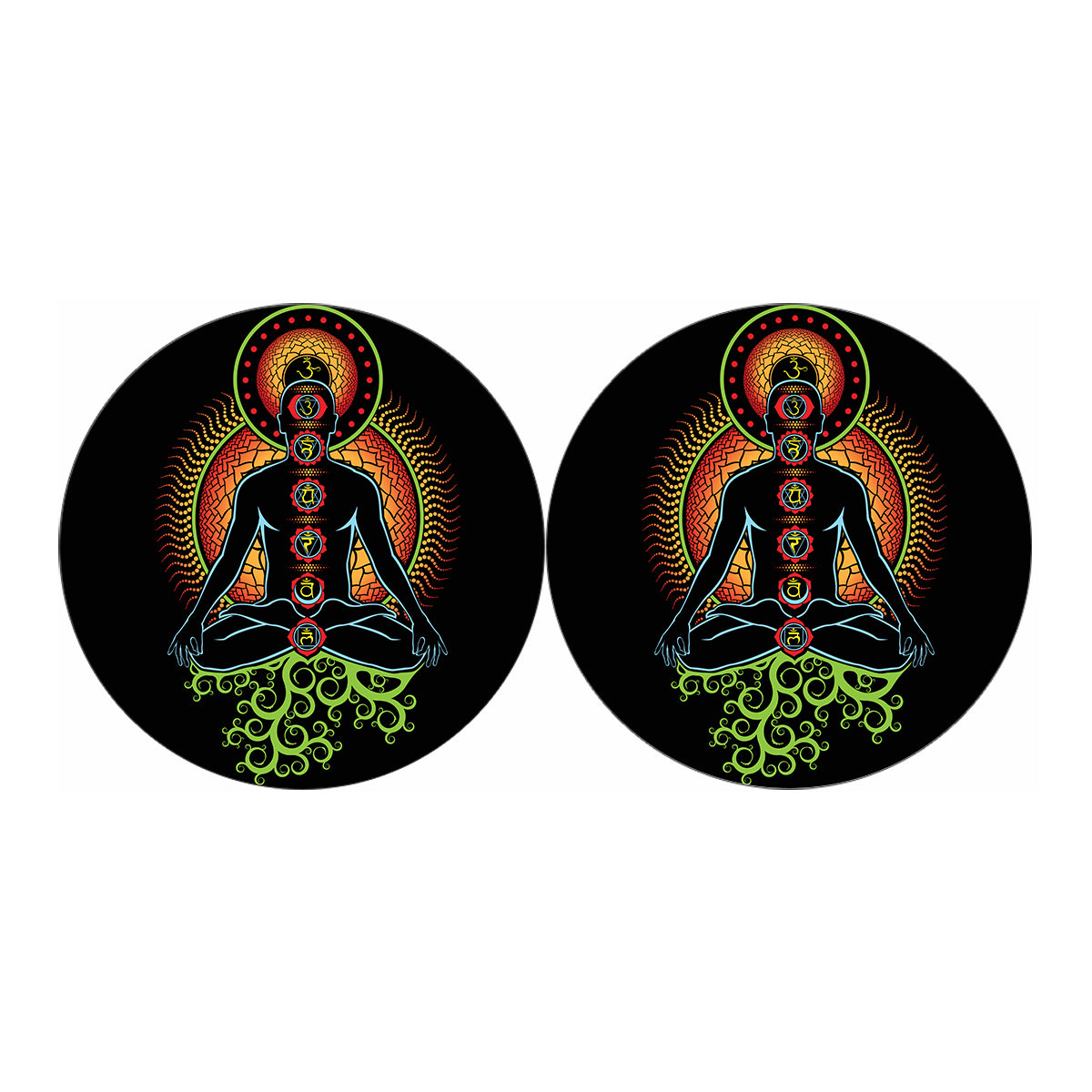The Seven Chakras Print Car Coasters